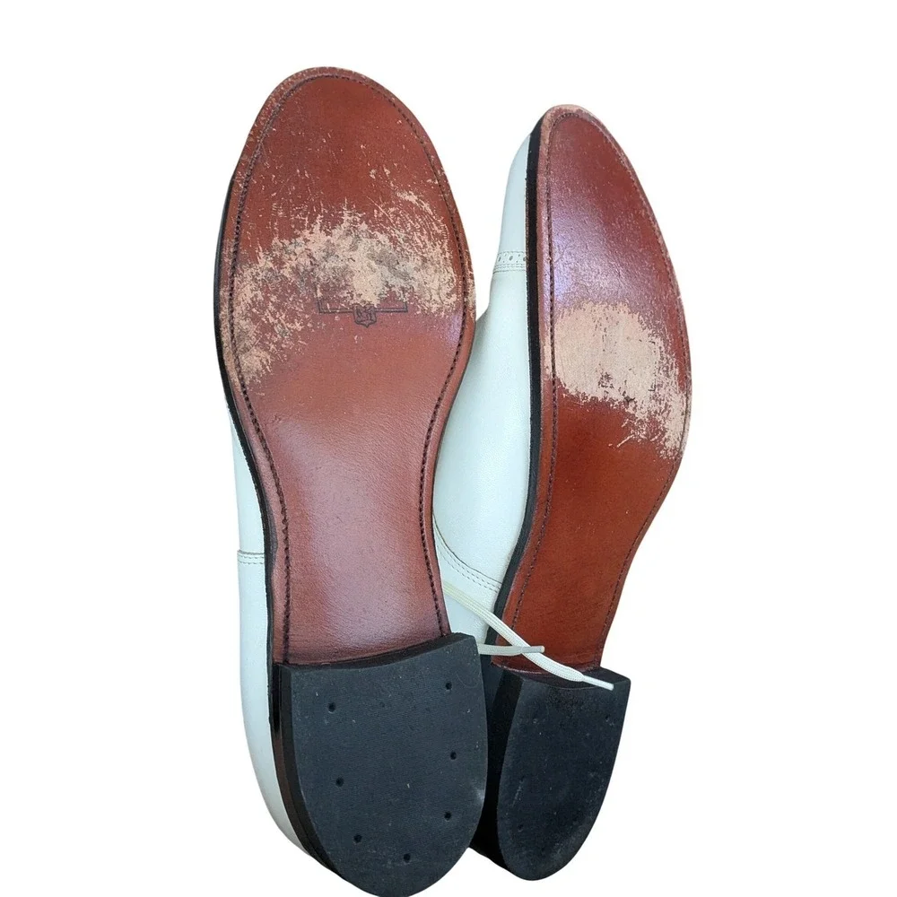 Stacy Adams Mens White Leather Cap Toe Oxford Dress Shoes 11 D 0001207‎ 11